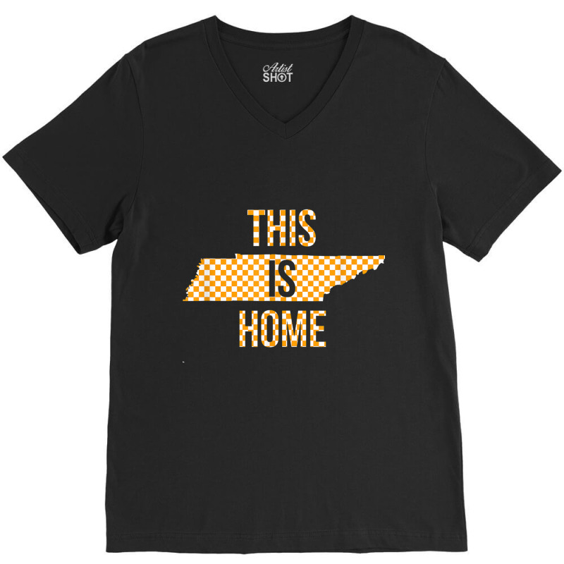 Orange White Tennessee State Outline Tennessee This Is Home T Shirt V-Neck Tee by cm-arts | Artistshot