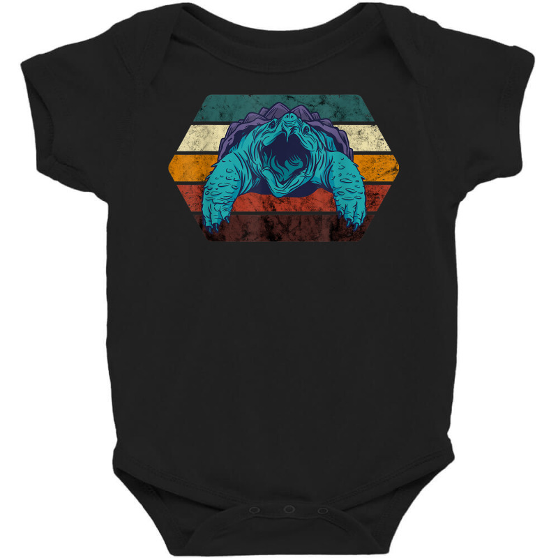 Snapping Turtle Retro Reptile Lover Sea Animal Snap Turtle Baby Bodysuit | Artistshot