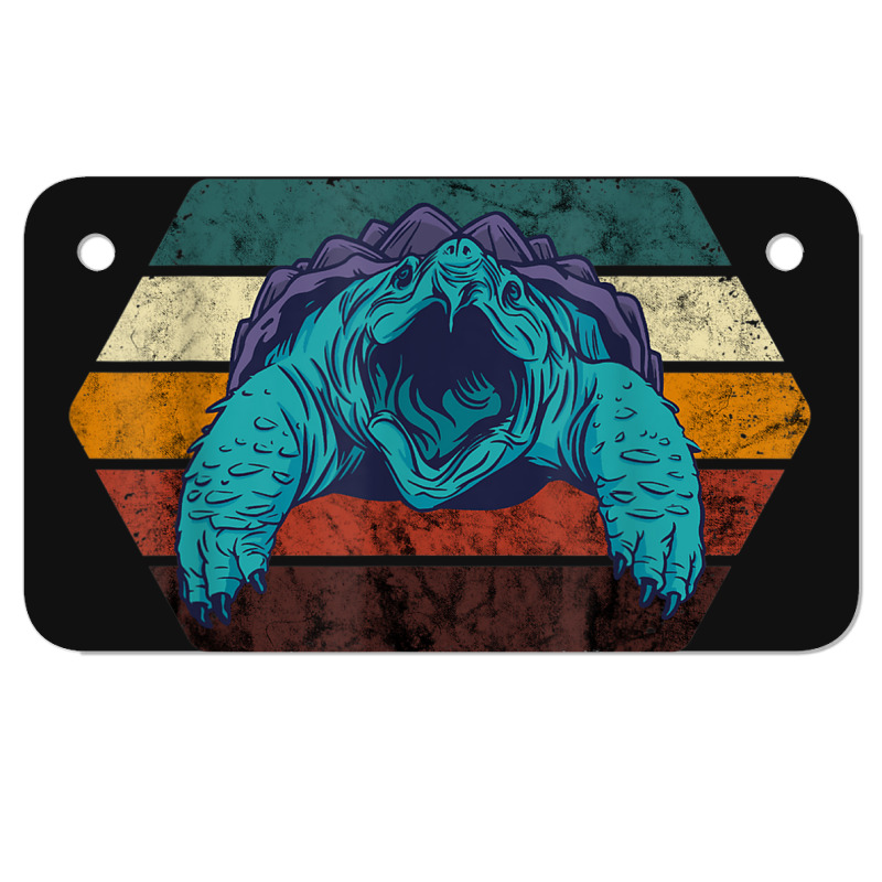 Snapping Turtle Retro Reptile Lover Sea Animal Snap Turtle Motorcycle License Plate | Artistshot