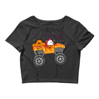 Funny Halloween Ghost Monster Truck Cute Bats Pumpkin Candy Crop Top | Artistshot