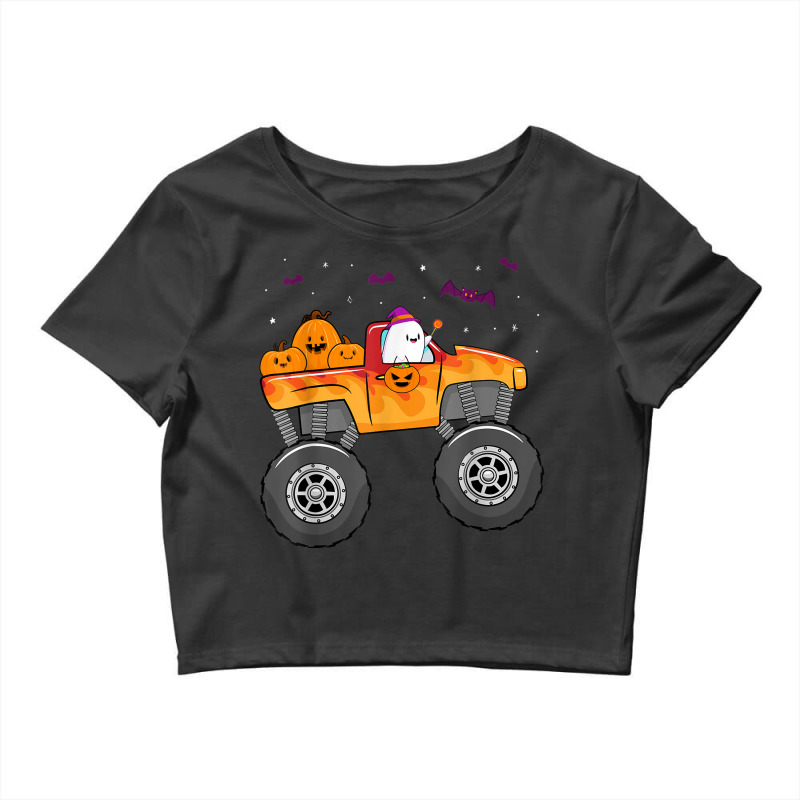 Funny Halloween Ghost Monster Truck Cute Bats Pumpkin Candy Crop Top by Outpost | Artistshot