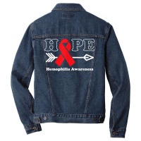 Hope   Hemophilia Awareness Red Ribbon Men Denim Jacket | Artistshot