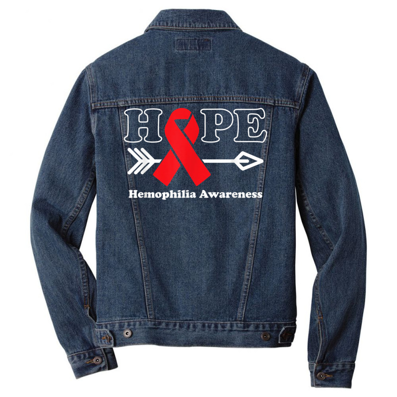 Hope   Hemophilia Awareness Red Ribbon Men Denim Jacket by Clinical | Artistshot