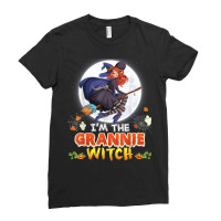 I'm The Grannie Witch Halloween Flying Broom Moon Ghost Ladies Fitted T-shirt | Artistshot