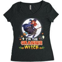 I'm The Grannie Witch Halloween Flying Broom Moon Ghost Women's Triblend Scoop T-shirt | Artistshot