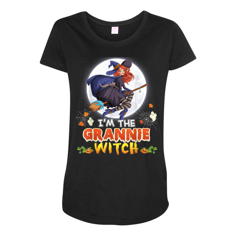 I'm The Grannie Witch Halloween Flying Broom Moon Ghost Maternity Scoop Neck T-shirt by Queens | Artistshot