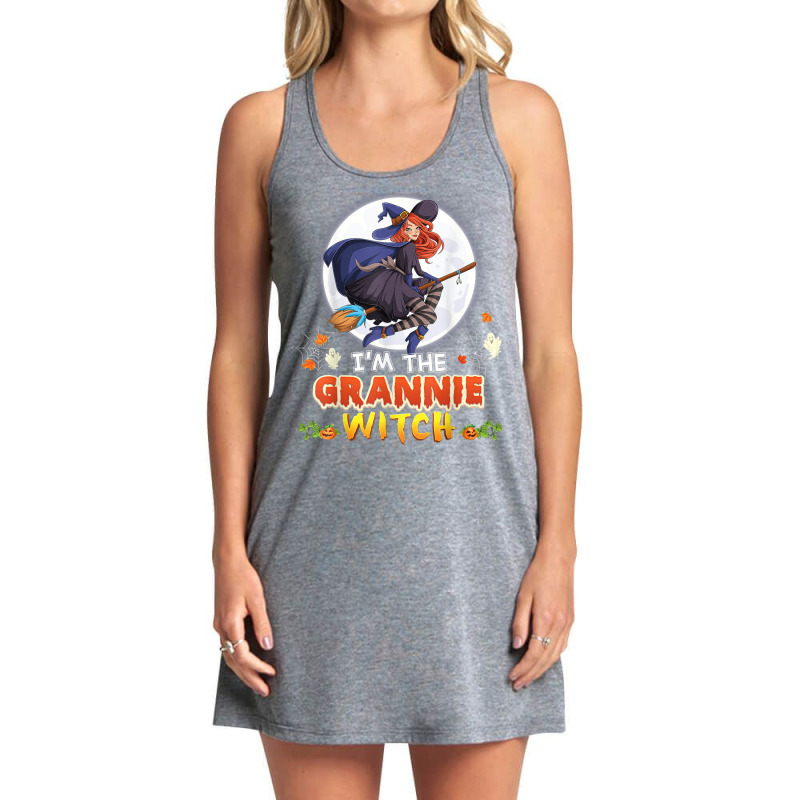 I'm The Grannie Witch Halloween Flying Broom Moon Ghost Tank Dress by Queens | Artistshot