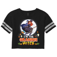 I'm The Grannie Witch Halloween Flying Broom Moon Ghost Scorecard Crop Tee | Artistshot