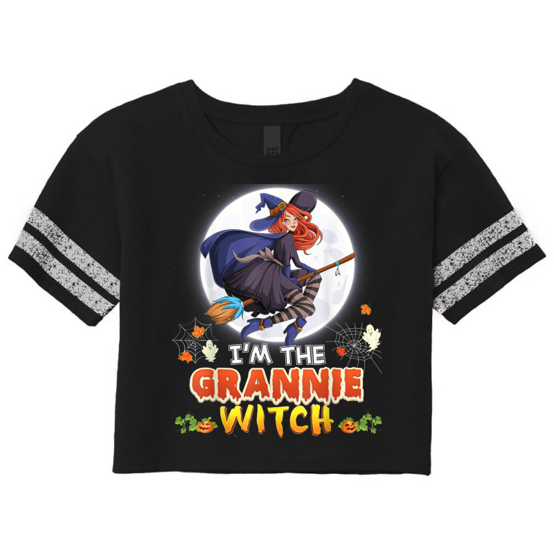 I'm The Grannie Witch Halloween Flying Broom Moon Ghost Scorecard Crop Tee by Queens | Artistshot