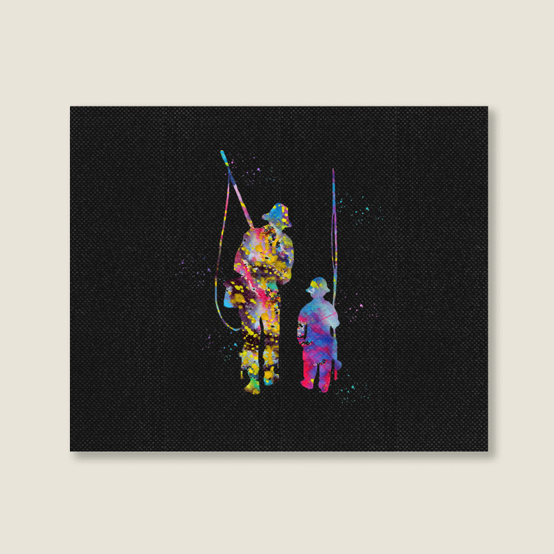 Father And Son Fishing, Father And Son Fishing Vintage, Father And Son Landscape Canvas Print | Artistshot