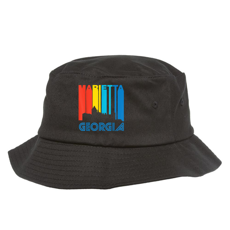 Retro 1970's Style Marietta Georgia Skyline T Shirt Bucket Hat | Artistshot