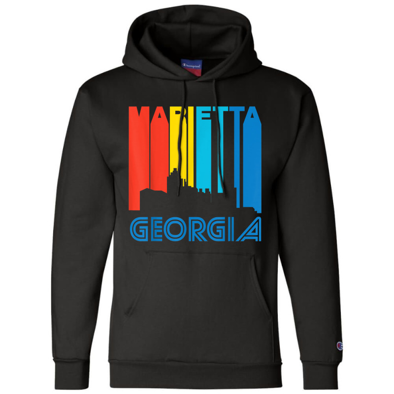 Retro 1970's Style Marietta Georgia Skyline T Shirt Champion Hoodie | Artistshot