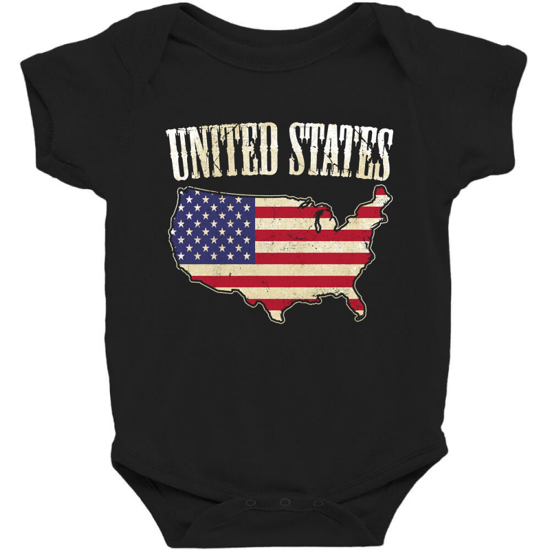 Usa Map  Flag, Usa Map  Flag Vintage, Usa Map  Flag Art, Usa Map  Flag Baby Bodysuit | Artistshot