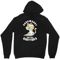 Bookmarks Are For Quitters Cute Nerdy Kitty Bookworm Gift T Shirt Unisex Hoodie | Artistshot