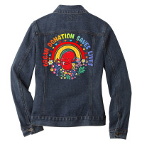 Organ Donation Saves Lives Rainbow Transplant Awareness Ladies Denim Jacket | Artistshot