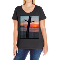 Sunset Wacky Waving Inflatable Tube Man Air Dancer Ladies Curvy T-shirt | Artistshot