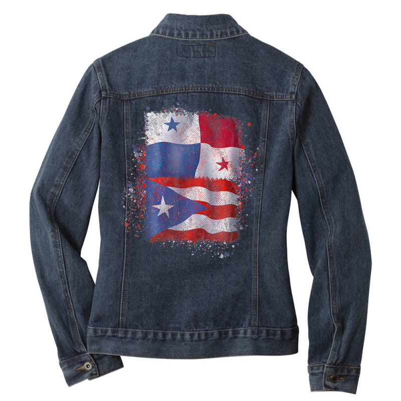 Puerto Rican Panamanian Love Tank Top Ladies Denim Jacket by cm-arts | Artistshot