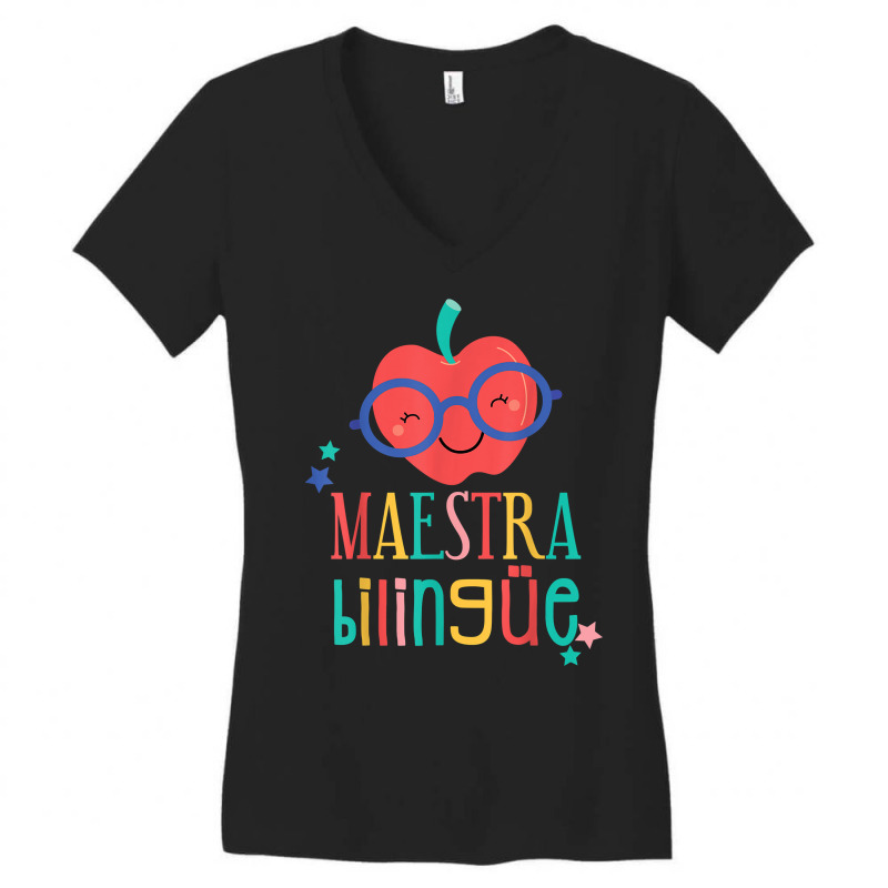 Cute Maestra Bilingue Bilingual Teacher T Shirt Women's V-Neck T-Shirt by gypijacite3 | Artistshot