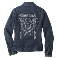 Gym Bat Gothlete Workout Vampire Bat And Moon Healthy Goth Tank Top Ladies Denim Jacket | Artistshot