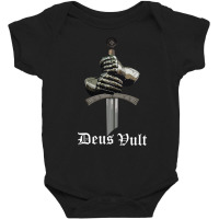 Deus Vult   Catholic Crusader Templar Knight   Sword & Armor Long Slee Baby Bodysuit | Artistshot