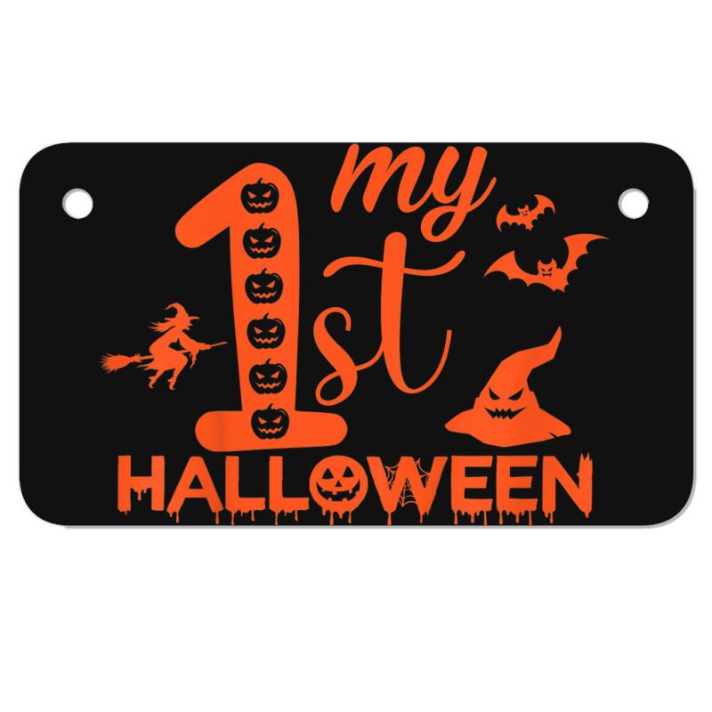 Kids Funny My First Halloween Matching Family Halloween Costume Motorcycle License Plate | Artistshot