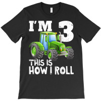 Green Farm Tractor 3rd Birthday Party Gifts 3 Year Old T-shirt | Artistshot