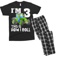 Green Farm Tractor 3rd Birthday Party Gifts 3 Year Old Men's T-shirt Pajama Set | Artistshot