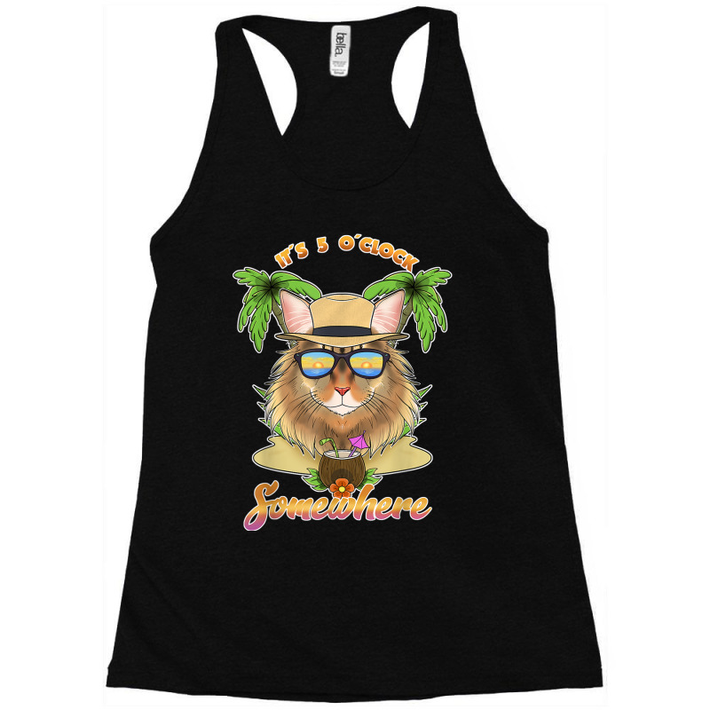 It Is 5 O´clock Somewhere Drinking Siberian Cat Racerback Tank by Posh | Artistshot