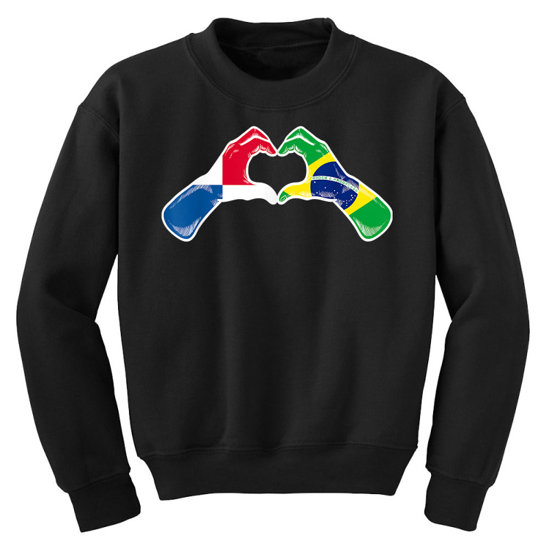 Brazil Panama Flag Brazilian Panamanian Heart T Shirt Youth Sweatshirt by cm-arts | Artistshot