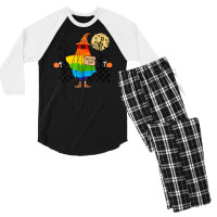 Hitchhiking Ghost Lgbtq Halloween Spooky Season Coming Out Men's 3/4 Sleeve Pajama Set | Artistshot