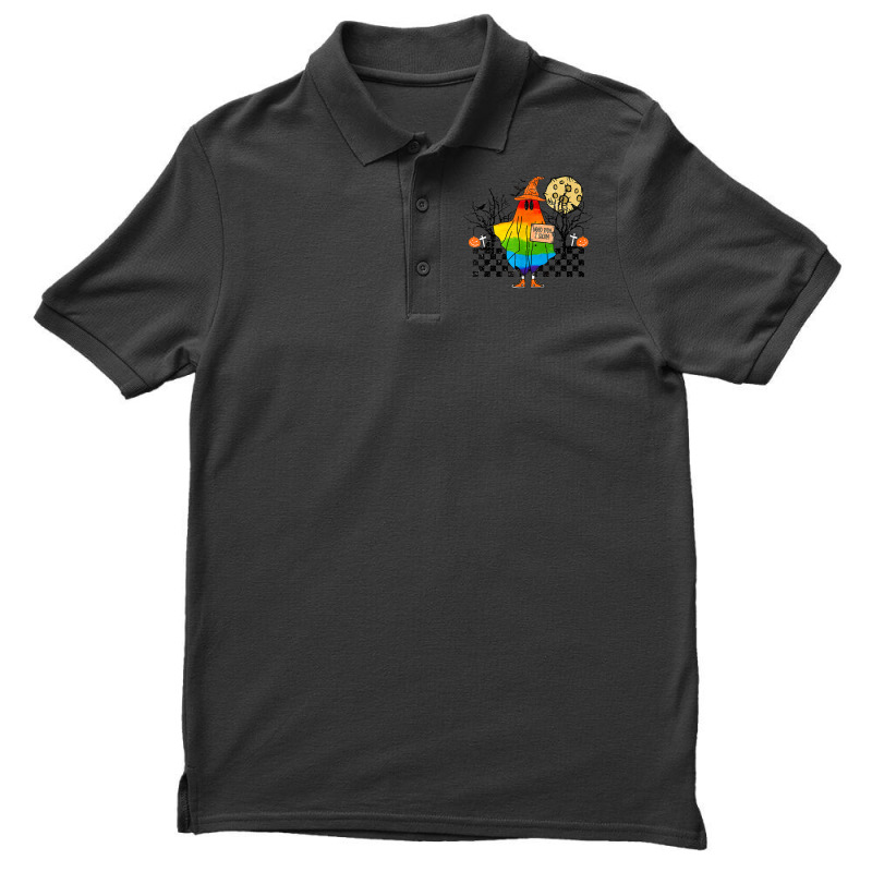 Hitchhiking Ghost Lgbtq Halloween Spooky Season Coming Out Men's Polo Shirt by Bewitch | Artistshot