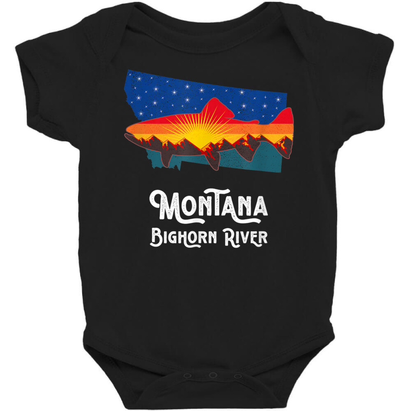 Trout Fly Fishing Bighorn River Montana Mountain Sunset Baby Bodysuit by Renew | Artistshot