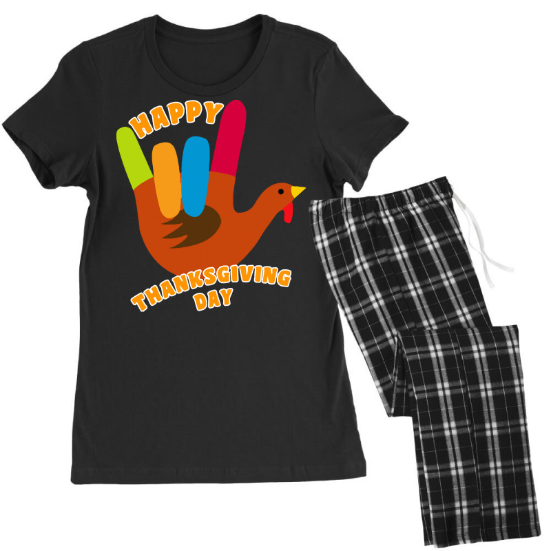 American Sign Language Turkey Happy Thanksgiving T  Shirt Women's Pajamas Set by whistlerobust | Artistshot