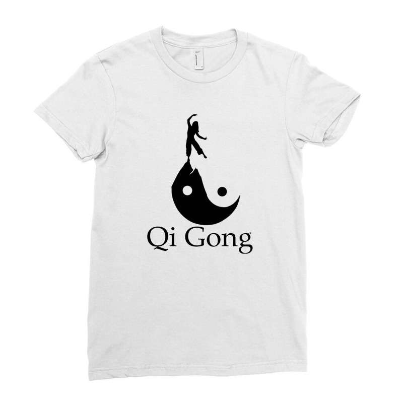 Black Silhouette Art Of Qigong Ladies Fitted T-Shirt by cm-arts | Artistshot