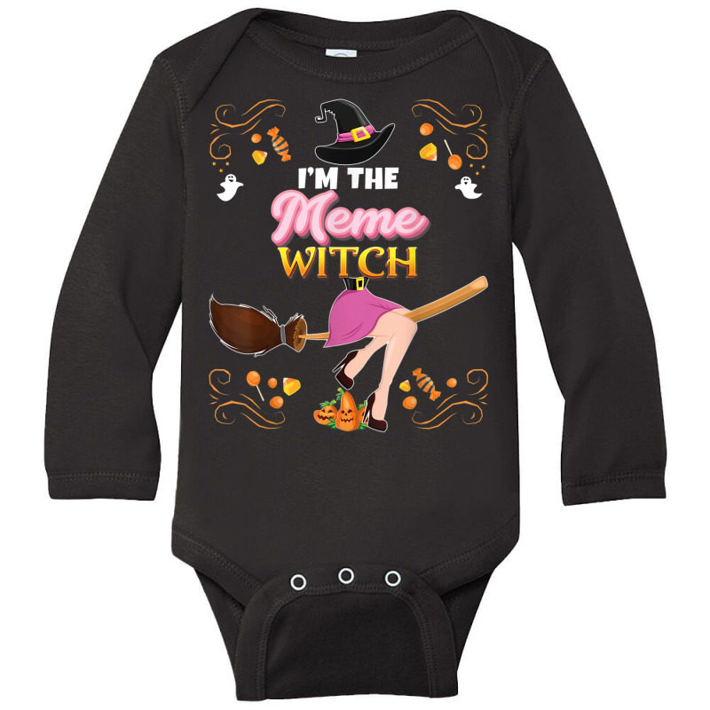 I'm The Meme Witch Broom Candy Pumpkin Family Halloween Girl Long Sleeve Baby Bodysuit by Fashzilla | Artistshot