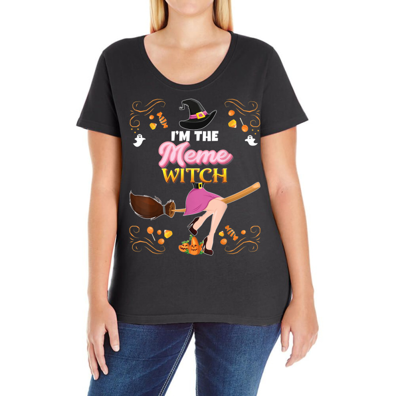 I'm The Meme Witch Broom Candy Pumpkin Family Halloween Girl Ladies Curvy T-Shirt by Fashzilla | Artistshot