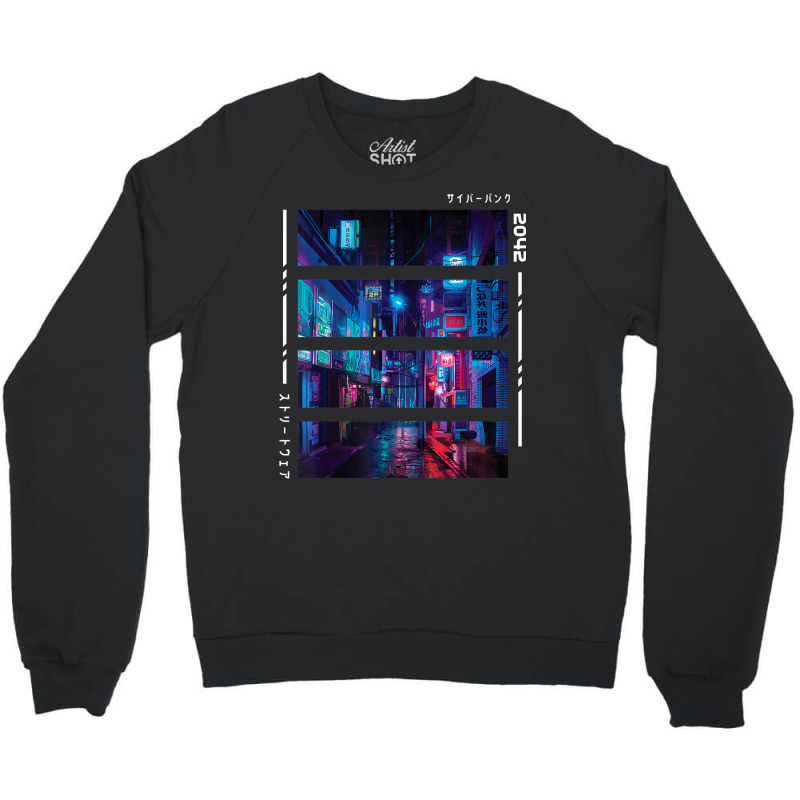 Japanese Cyberpunk Futuristic Streetwear Synthwave Aesthetic Crewneck Sweatshirt by Bewitch | Artistshot