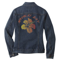 Hanalei Bay Kaua'i Island Hawaiian Beach Vintage Retro Surf T Shirt Ladies Denim Jacket | Artistshot