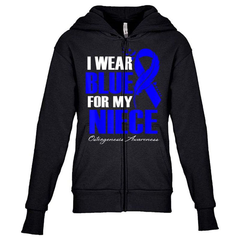 I Wear Blue For My Niece Osteogenesis Awareness Feather T Shirt Youth Zipper Hoodie by cm-arts | Artistshot