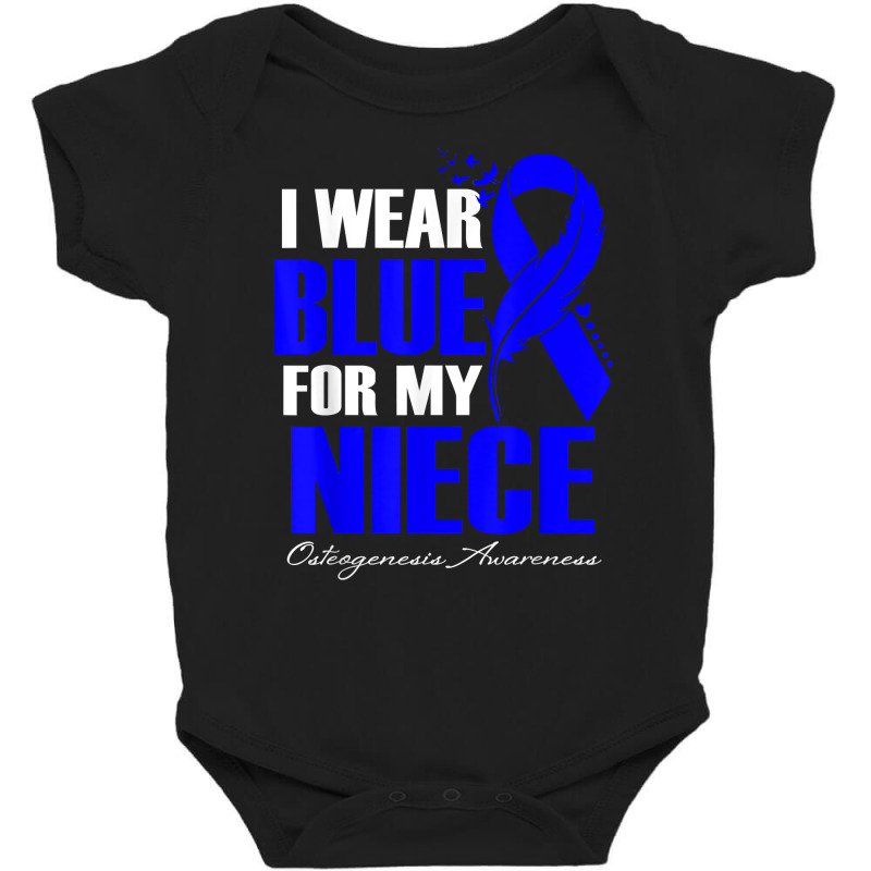 I Wear Blue For My Niece Osteogenesis Awareness Feather T Shirt Baby Bodysuit by cm-arts | Artistshot