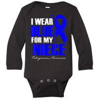 I Wear Blue For My Niece Osteogenesis Awareness Feather T Shirt Long Sleeve Baby Bodysuit | Artistshot