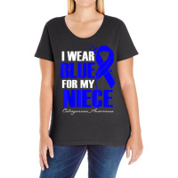 I Wear Blue For My Niece Osteogenesis Awareness Feather T Shirt Ladies Curvy T-shirt | Artistshot