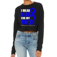 I Wear Blue For My Niece Osteogenesis Awareness Feather T Shirt Cropped Sweater | Artistshot