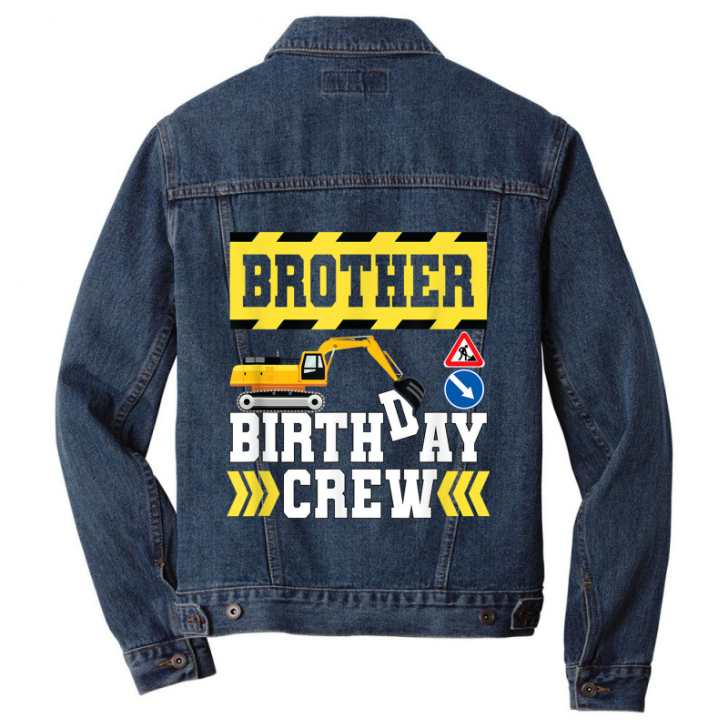 Construction Themed Birthday Shirt Kid Birthday Crew Brother Men Denim Jacket by haxemaxagi | Artistshot