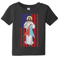 Divine Mercy Jesus Usa American Flag Catholic T Shirt Baby Tee | Artistshot