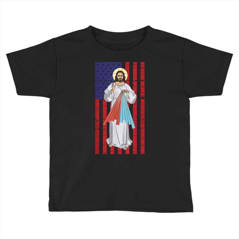 Divine Mercy Jesus Usa American Flag Catholic T Shirt Toddler T-shirt by nealegmruland1 | Artistshot