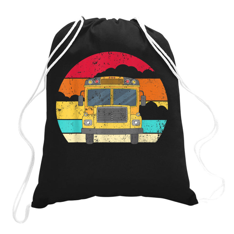 Retro Yellow School Bus For School Bus Driver And Busman Drawstring Bags by ShannonFrancis | Artistshot