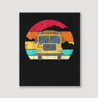 Retro Yellow School Bus For School Bus Driver And Busman Portrait Canvas Print | Artistshot