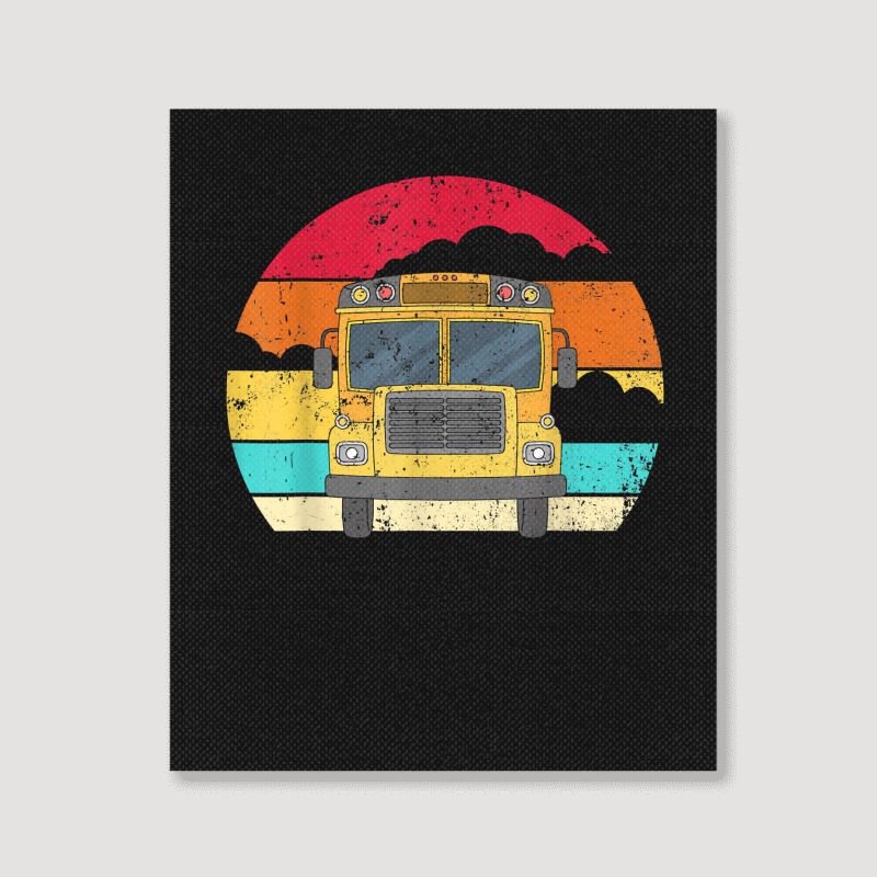 Retro Yellow School Bus For School Bus Driver And Busman Portrait Canvas Print by ShannonFrancis | Artistshot