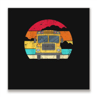 Retro Yellow School Bus For School Bus Driver And Busman Metal Print Square | Artistshot